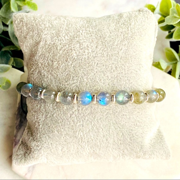 Men Labradorite Adjustable Beaded Bracelet Cord Macrame Men & Women - Picture 5 of 5